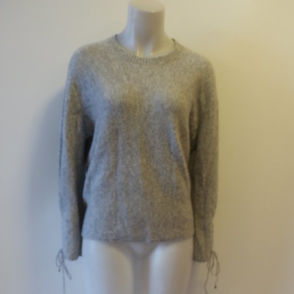 *Womens 3.1 Phillip Lim Gray Laced Sleeve Wool Blend Pullover Sweater M - Picture 2 of 10